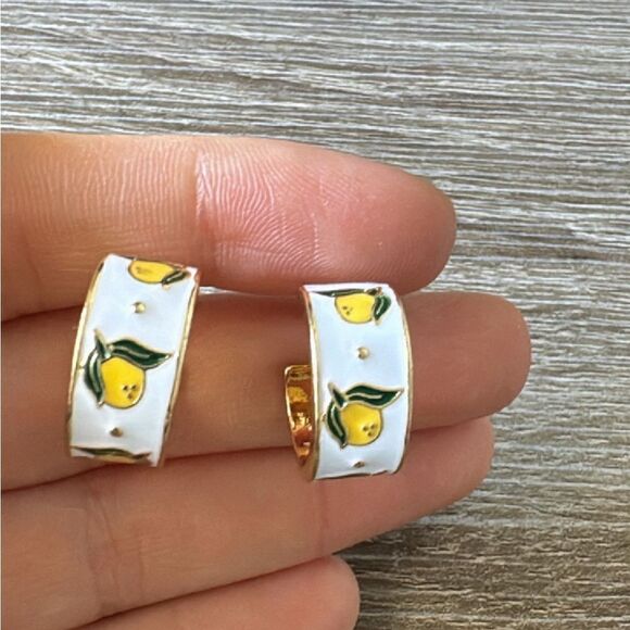 Bohemian lemon hoop earrings A811 - Picture 4 of 5